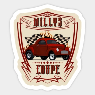 1940 Red Willys Coupe Racer Sticker